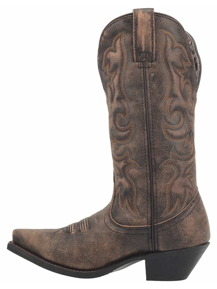 Laredo 51079 Ladies Access Wide Calf Leather Boot Black Tan side-front view