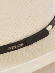 Stetson SSRYFLK-8130-81 ROYAL FLUSH 10X Straw Hat Natural band close up. If you need any assistance with this item or the purchase of this item please call us at five six one seven four eight eight eight zero one Monday through Saturday 10:00a.m EST to 8:00 p.m EST
