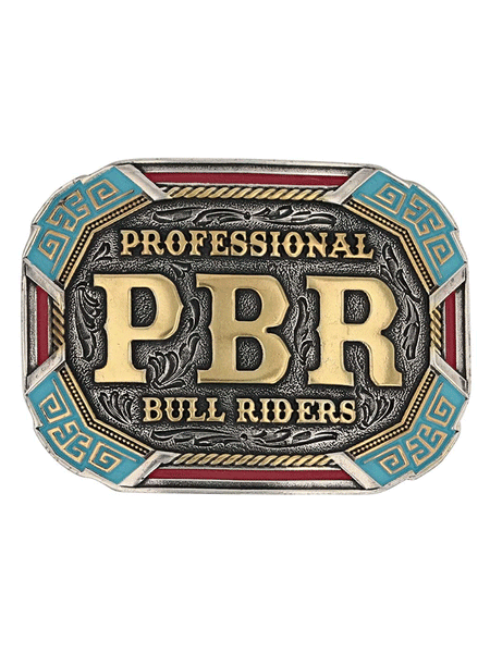 Montana Silversmiths PBR939 PBR Vibrant Riders Belt Buckle front view. If you need any assistance with this item or the purchase of this item please call us at five six one seven four eight eight eight zero one Monday through Saturday 10:00a.m EST to 8:00 p.m EST