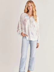 Z Supply ZT221831 Womens Woven Top Bayfront Watercolor full front view. If you need any assistance with this item or the purchase of this item please call us at five six one seven four eight eight eight zero one Monday through Saturday 10:00a.m EST to 8:00 p.m EST