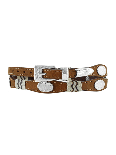 Justin 05149 Buckaroo Hatband With Silver Conchos Brown front view