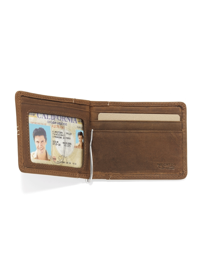 Brighton E70169 Mens Trinidad Deep Sea Money Clip Wallet Bark front view. If you need any assistance with this item or the purchase of this item please call us at five six one seven four eight eight eight zero one Monday through Saturday 10:00a.m EST to 8:00 p.m EST