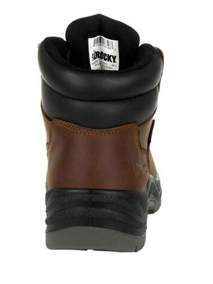 Rocky RKK0245 Mens Worksmart Composite Toe Waterproof Work Boot Brown side and front view. If you need any assistance with this item or the purchase of this item please call us at five six one seven four eight eight eight zero one Monday through Saturday 10:00a.m EST to 8:00 p.m EST