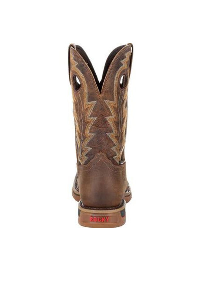 Rocky RKW0278 Mens Long Range Waterproof Work Boot Distressed Brown front and side view. If you need any assistance with this item or the purchase of this item please call us at five six one seven four eight eight eight zero one Monday through Saturday 10:00a.m EST to 8:00 p.m EST