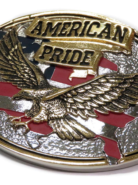 Montana Silversmiths 60806P American Pride Attitude Eagle Belt Buckle close up. If you need any assistance with this item or the purchase of this item please call us at five six one seven four eight eight eight zero one Monday through Saturday 10:00a.m EST to 8:00 p.m EST