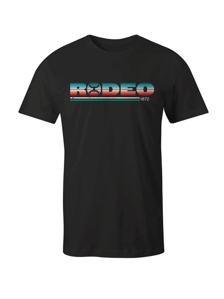 Hooey HT1532BK Mens Rodeo Crew Neck T-Shirt Serape Pattern Logo Black front view. If you need any assistance with this item or the purchase of this item please call us at five six one seven four eight eight eight zero one Monday through Saturday 10:00a.m EST to 8:00 p.m EST