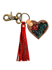Myra Bag S-6913 Womens Sitcon Hand Tooled Leather Keyfob Red front view
