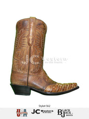 Black Jack 562-53 Mens Alligator Boots Burnished Tan Cognac  side view. If you need any assistance with this item or the purchase of this item please call us at five six one seven four eight eight eight zero one Monday through Saturday 10:00a.m EST to 8:00 p.m EST