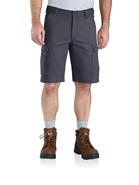 Carhartt 103542-BLS Mens Rugged Flex® Relaxed Fit Canvas Cargo Work Short Bluestone front view. If you need any assistance with this item or the purchase of this item please call us at five six one seven four eight eight eight zero one Monday through Saturday 10:00a.m EST to 8:00 p.m EST