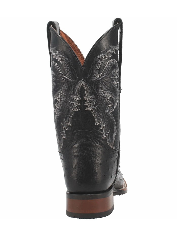 Dan Post DP4873 Mens Alamosa Full Quill Ostrich Square Toe Boot Black front and side view. If you need any assistance with this item or the purchase of this item please call us at five six one seven four eight eight eight zero one Monday through Saturday 10:00a.m EST to 8:00 p.m EST