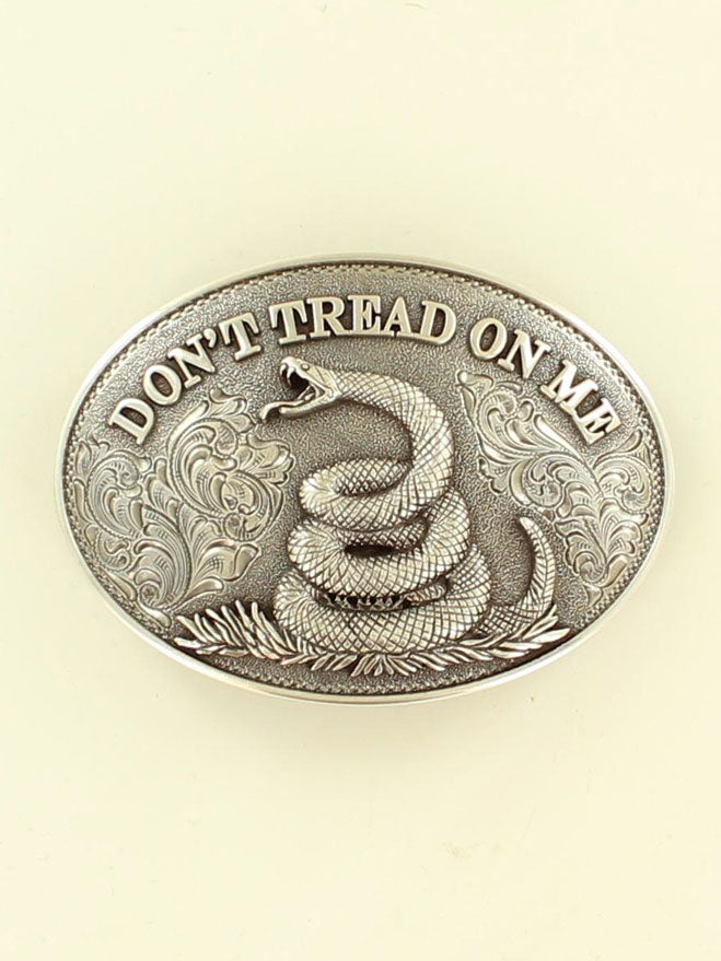 Nocona 37109 Oval Snake Belt Buckle Silver front view. If you need any assistance with this item or the purchase of this item please call us at five six one seven four eight eight eight zero one Monday through Saturday 10:00a.m EST to 8:00 p.m EST