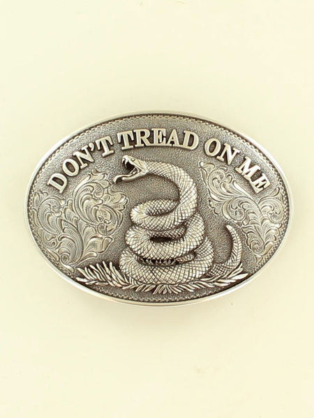 Nocona 37109 Oval Snake Belt Buckle Silver front view