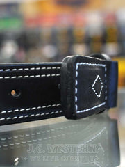 Gingerich 8204 Mens Mechanic Work Belt Black buckle close up view. If you need any assistance with this item or the purchase of this item please call us at five six one seven four eight eight eight zero one Monday through Saturday 10:00a.m EST to 8:00 p.m EST