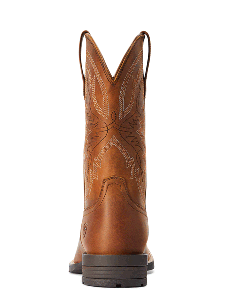 Ariat 10042395 Mens Hybrid Ranchwork Western Boot Thatch Brown back view. If you need any assistance with this item or the purchase of this item please call us at five six one seven four eight eight eight zero one Monday through Saturday 10:00a.m EST to 8:00 p.m EST