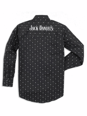 Ely Cattleman 15203951JD-BK Mens Jack Daniels Long Sleeve Print Logo Shirt Black back view. If you need any assistance with this item or the purchase of this item please call us at five six one seven four eight eight eight zero one Monday through Saturday 10:00a.m EST to 8:00 p.m EST