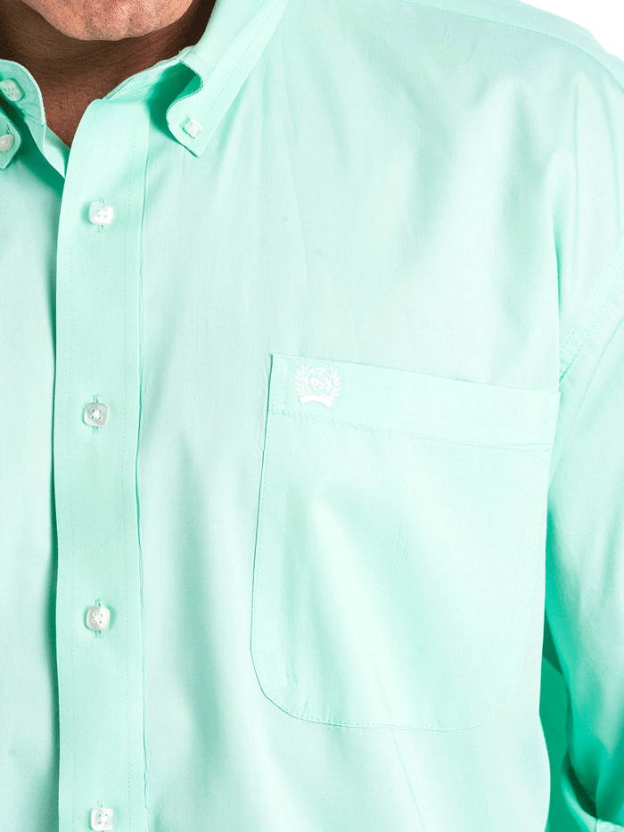 Cinch MTW1104237 Long Sleeve Button Down Western Shirt Solid Mint Green front view. If you need any assistance with this item or the purchase of this item please call us at five six one seven four eight eight eight zero one Monday through Saturday 10:00a.m EST to 8:00 p.m EST