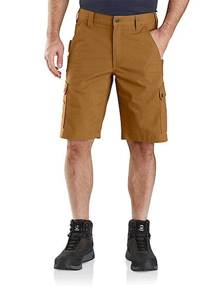 Carhartt 104727-BRN Mens Rugged Flex® Relaxed Fit Ripstop Cargo Work Short Brown front view. If you need any assistance with this item or the purchase of this item please call us at five six one seven four eight eight eight zero one Monday through Saturday 10:00a.m EST to 8:00 p.m EST