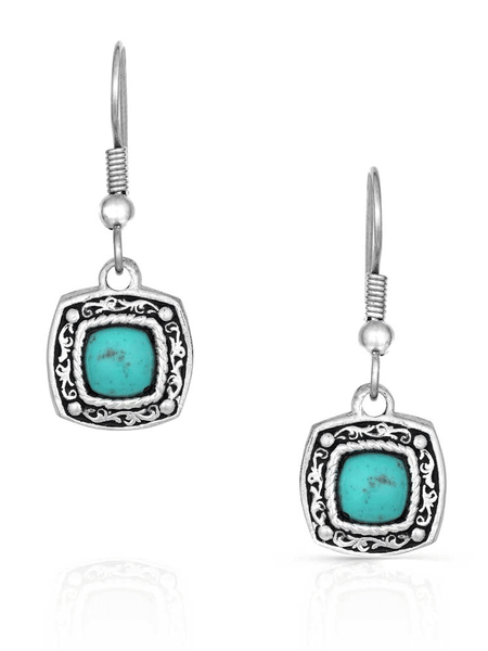 Montana Silversmiths ER1263 Womens Blue Earth Turquoise Drop Earrings Silver front view. If you need any assistance with this item or the purchase of this item please call us at five six one seven four eight eight eight zero one Monday through Saturday 10:00a.m EST to 8:00 p.m EST