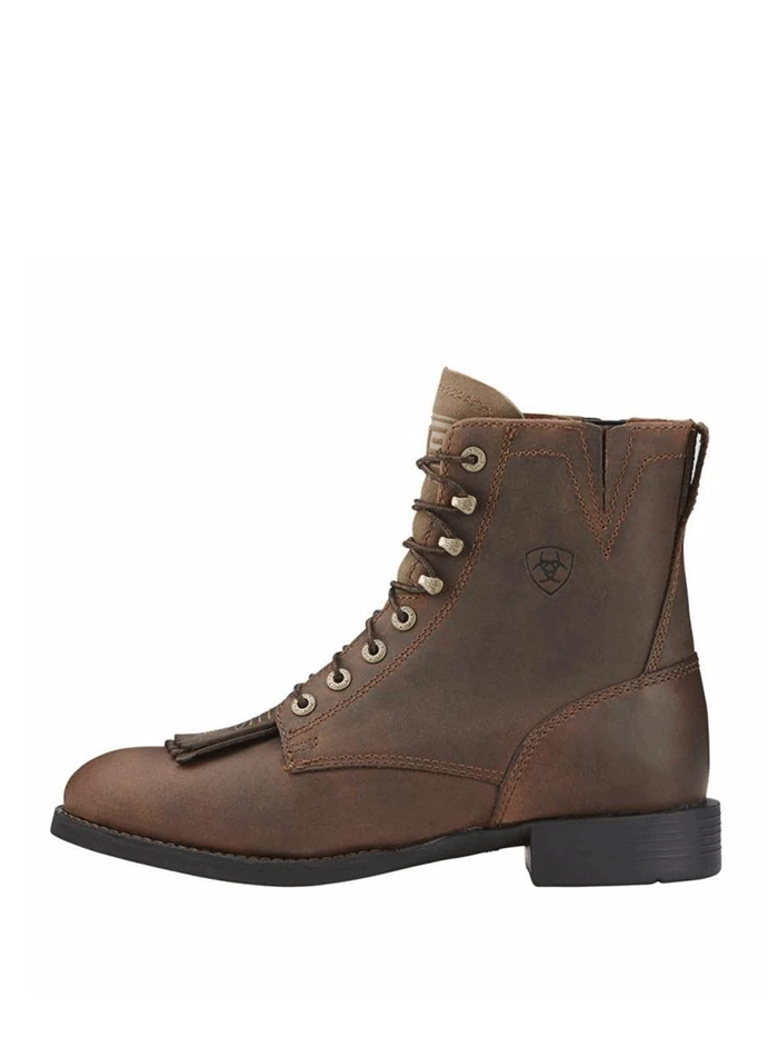Ariat 10002147 Womens Heritage Lacer II Western Boots Distressed Brown front and side view. If you need any assistance with this item or the purchase of this item please call us at five six one seven four eight eight eight zero one Monday through Saturday 10:00a.m EST to 8:00 p.m EST