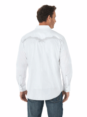 Wrangler 112314898 Mens Rock 47 Modern Fit Long Sleeve Shirt White back view. If you need any assistance with this item or the purchase of this item please call us at five six one seven four eight eight eight zero one Monday through Saturday 10:00a.m EST to 8:00 p.m EST