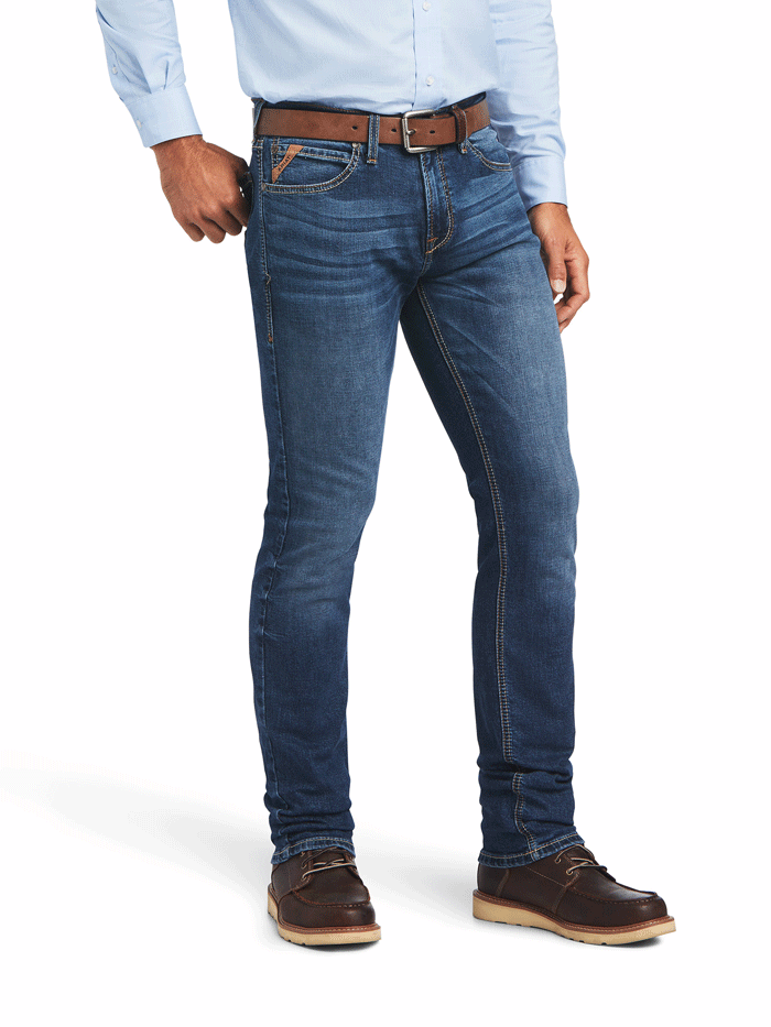 Ariat 10040500 Mens M8 Modern TekStretch Bodine Slim Leg Jean Kelton front view. If you need any assistance with this item or the purchase of this item please call us at five six one seven four eight eight eight zero one Monday through Saturday 10:00a.m EST to 8:00 p.m EST