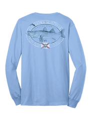 FloGrown FGM-3107 Snook Mount Long Sleeve Tee Light Blue back view. If you need any assistance with this item or the purchase of this item please call us at five six one seven four eight eight eight zero one Monday through Saturday 10:00a.m EST to 8:00 p.m EST