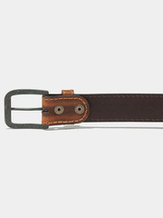 Vintage Bison VB-64063 Mens Big Timber Leather Belt Honey back of buckle close up. If you need any assistance with this item or the purchase of this item please call us at five six one seven four eight eight eight zero one Monday through Saturday 10:00a.m EST to 8:00 p.m EST