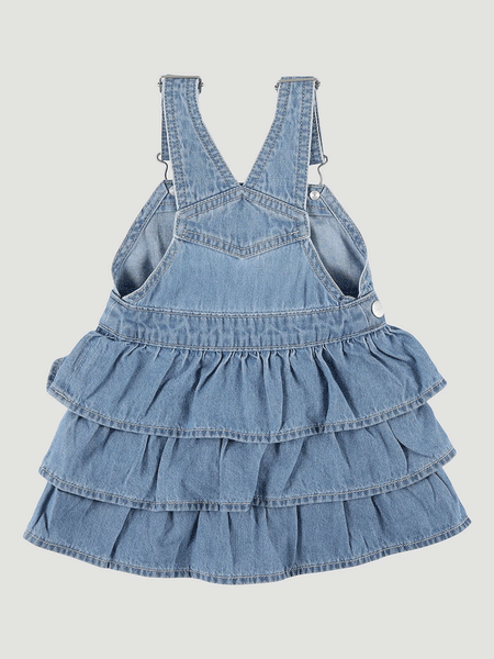 Wrangler 112328281 Kids Denim Ruffle Skirtall Leah back view. If you need any assistance with this item or the purchase of this item please call us at five six one seven four eight eight eight zero one Monday through Saturday 10:00a.m EST to 8:00 p.m EST