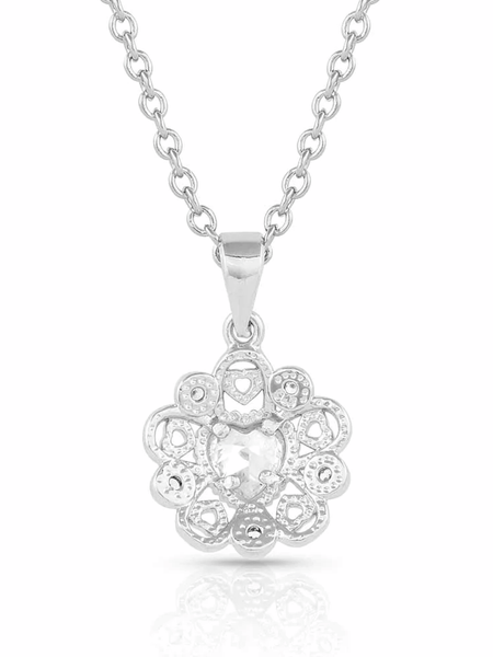 Montana Silversmiths NC5357 Womens Hidden Hearts Crystal Necklace Silver back view. If you need any assistance with this item or the purchase of this item please call us at five six one seven four eight eight eight zero one Monday through Saturday 10:00a.m EST to 8:00 p.m EST