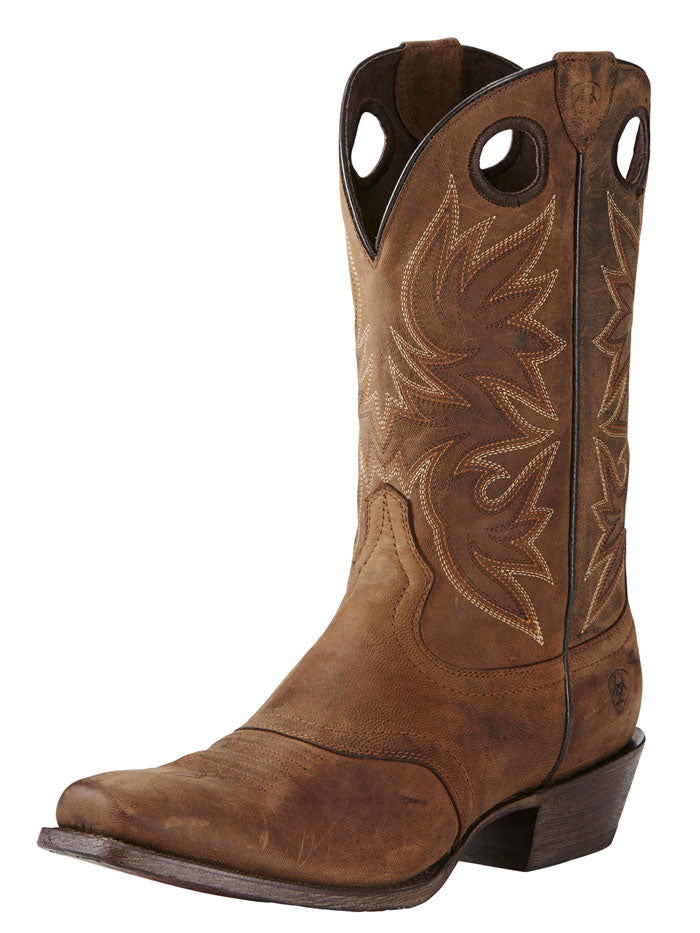 Ariat 10019974 Mens Circuit Striker Western Boot Weathered Brown side and front view. If you need any assistance with this item or the purchase of this item please call us at five six one seven four eight eight eight zero one Monday through Saturday 10:00a.m EST to 8:00 p.m EST