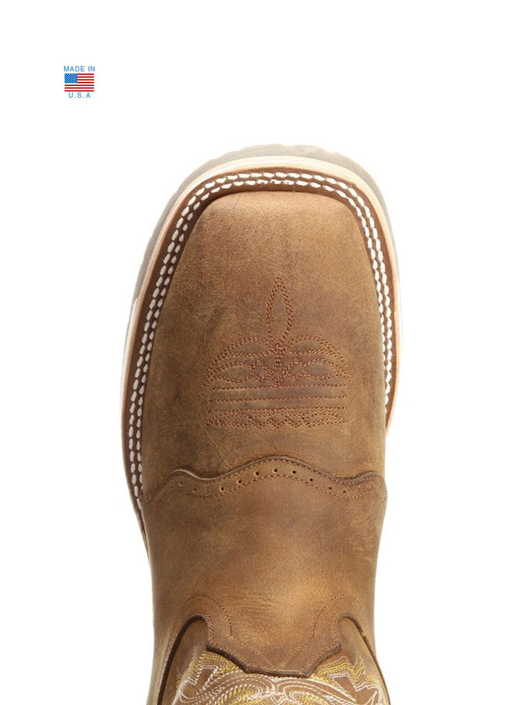 Double H DH3560 Mens Jase Wide Square Toe Boot Brown pair view of front and back. If you need any assistance with this item or the purchase of this item please call us at five six one seven four eight eight eight zero one Monday through Saturday 10:00a.m EST to 8:00 p.m EST