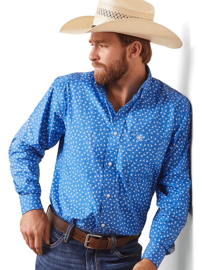 Ariat Mens Pro Series Team Daxton Classic Fit Shirt Blue Large