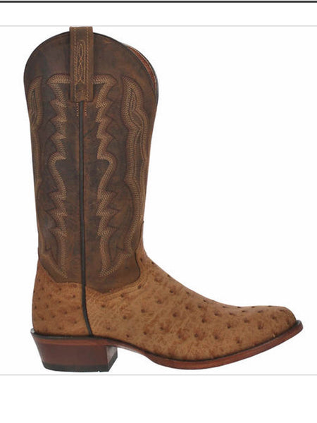 Dan Post DP3077 Mens Handcrafted Gehrig Ostrich Western Boots Saddle side view. If you need any assistance with this item or the purchase of this item please call us at five six one seven four eight eight eight zero one Monday through Saturday 10:00a.m EST to 8:00 p.m EST