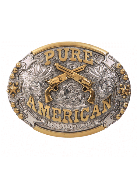 AndWest 713 Pure American Buckle Gold And Silver front view. If you need any assistance with this item or the purchase of this item please call us at five six one seven four eight eight eight zero one Monday through Saturday 10:00a.m EST to 8:00 p.m EST