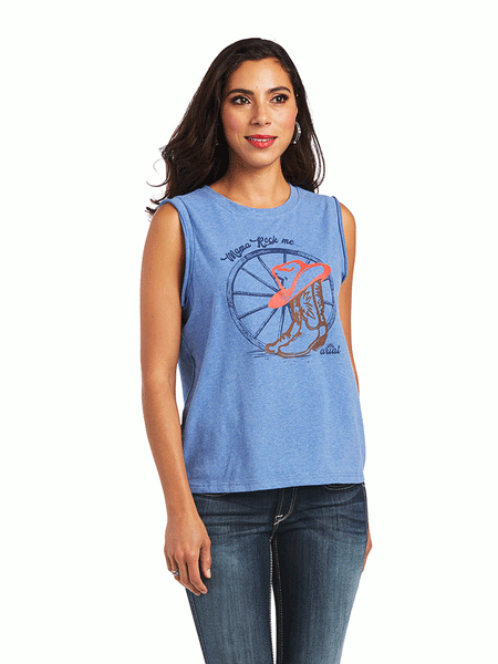 Ariat 10040514 Womens Mama Tee Reykjavik Blue front view. If you need any assistance with this item or the purchase of this item please call us at five six one seven four eight eight eight zero one Monday through Saturday 10:00a.m EST to 8:00 p.m EST