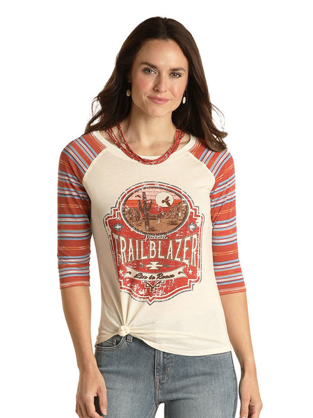 Panhandle WLWT21R0TP Ladies Baseball Graphic Tee Off White front view
