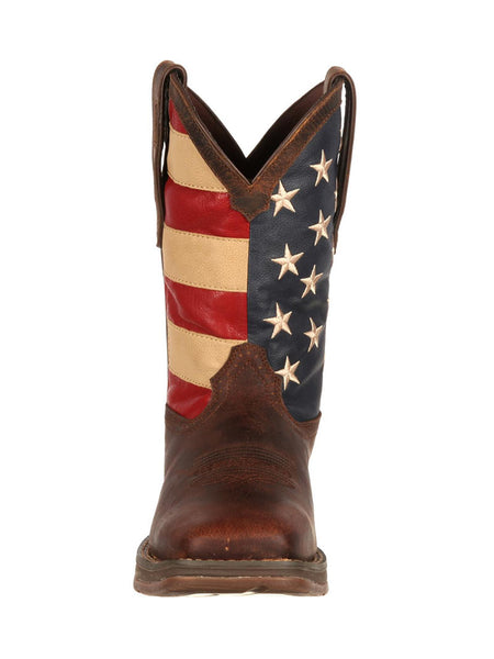 Durango DB5554 Mens Patriotic Pull-On Boot front view. If you need any assistance with this item or the purchase of this item please call us at five six one seven four eight eight eight zero one Monday through Saturday 10:00a.m EST to 8:00 p.m EST
