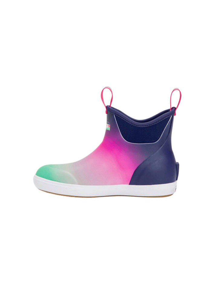 Xtratuf XWAB-5AUR Womens Ankle Deck Boot Purple Aurora front-side view. If you need any assistance with this item or the purchase of this item please call us at five six one seven four eight eight eight zero one Monday through Saturday 10:00a.m EST to 8:00 p.m EST