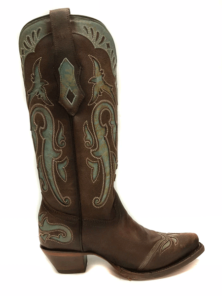 Corral C3925 Ladies Inlay & Embroidery Wing Tip Western Boot Brown outter side view. If you need any assistance with this item or the purchase of this item please call us at five six one seven four eight eight eight zero one Monday through Saturday 10:00a.m EST to 8:00 p.m EST