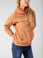 Kimes Ranch TWO SCOOPS Womens Fleece Hoodie Rusty Heather side view. If you need any assistance with this item or the purchase of this item please call us at five six one seven four eight eight eight zero one Monday through Saturday 10:00a.m EST to 8:00 p.m EST