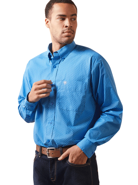 Ariat 10043770 Mens Lloyd Classic Fit Shirt Blue front view. If you need any assistance with this item or the purchase of this item please call us at five six one seven four eight eight eight zero one Monday through Saturday 10:00a.m EST to 8:00 p.m EST