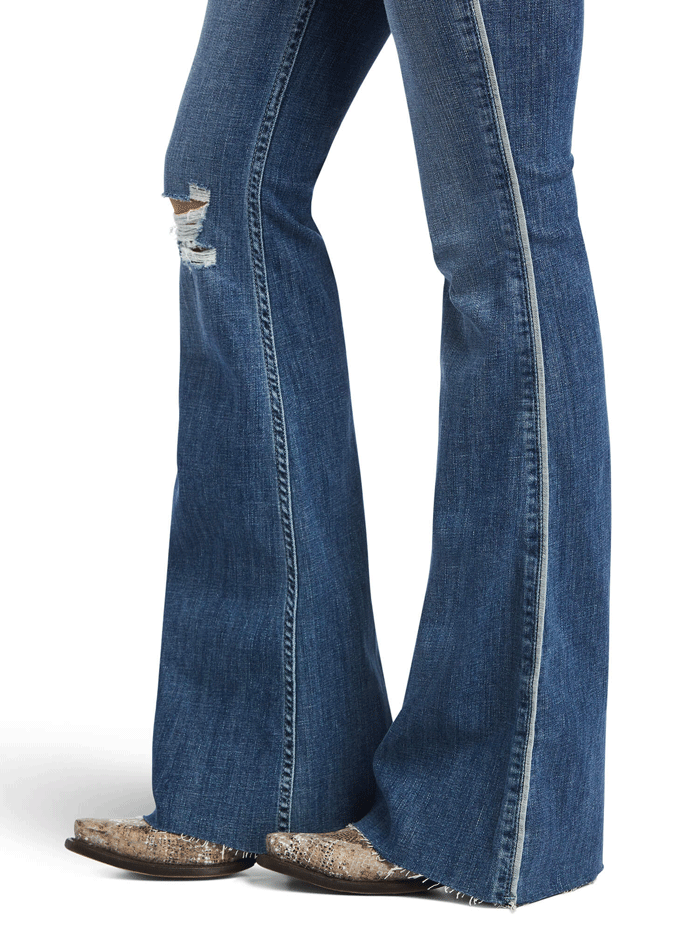Ariat 10040804 Womens REAL High Rise Piper Flare Jean Capitola front view. If you need any assistance with this item or the purchase of this item please call us at five six one seven four eight eight eight zero one Monday through Saturday 10:00a.m EST to 8:00 p.m EST