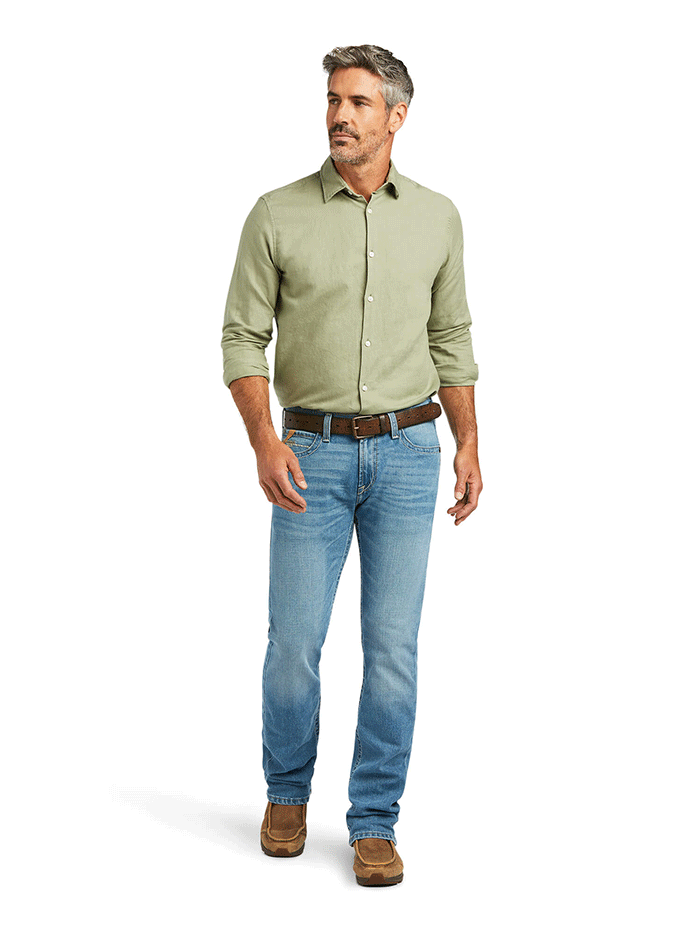 Ariat 10039614 Mens M7 Slim Stretch Julian Straight Jean Hartwell full front view. If you need any assistance with this item or the purchase of this item please call us at five six one seven four eight eight eight zero one Monday through Saturday 10:00a.m EST to 8:00 p.m EST