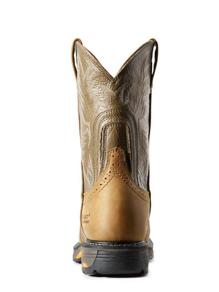 Ariat 10008633 Mens WorkHog Waterproof Work Boot Aged Bark front and side view. If you need any assistance with this item or the purchase of this item please call us at five six one seven four eight eight eight zero one Monday through Saturday 10:00a.m EST to 8:00 p.m EST