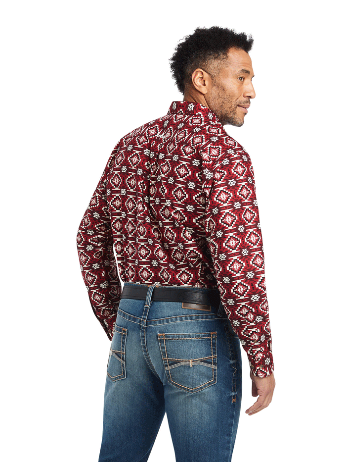 Ariat 10042268 Mens Wylie Classic Fit Shirt Rio Red front view. If you need any assistance with this item or the purchase of this item please call us at five six one seven four eight eight eight zero one Monday through Saturday 10:00a.m EST to 8:00 p.m EST