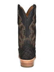 Corral A4339 Mens Pirarucu Fish Embroidery Boot Black back view. If you need any assistance with this item or the purchase of this item please call us at five six one seven four eight eight eight zero one Monday through Saturday 10:00a.m EST to 8:00 p.m EST