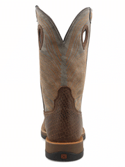 Twisted X MXW0003 Mens WS Caiman Print Tech X Boot Brown And Grey back view. If you need any assistance with this item or the purchase of this item please call us at five six one seven four eight eight eight zero one Monday through Saturday 10:00a.m EST to 8:00 p.m EST