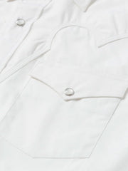 Stetson 11-001-0465-9354 Mens Classic Snap Shirt Optic White close up. If you need any assistance with this item or the purchase of this item please call us at five six one seven four eight eight eight zero one Monday through Saturday 10:00a.m EST to 8:00 p.m EST