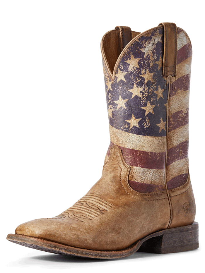 Ariat 10031513 Mens Circuit Proud Western Boot Naturally Distressed Brown front and side view. If you need any assistance with this item or the purchase of this item please call us at five six one seven four eight eight eight zero one Monday through Saturday 10:00a.m EST to 8:00 p.m EST