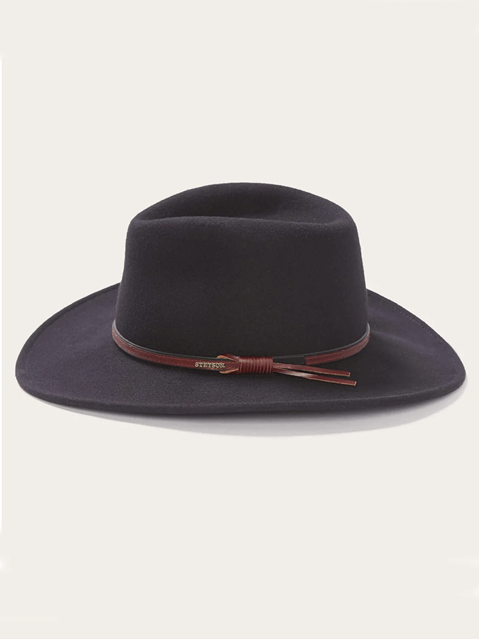 Stetson TWBOZE-813007 Bozeman Outdoor Crushable Felt Hat Black front and side view. If you need any assistance with this item or the purchase of this item please call us at five six one seven four eight eight eight zero one Monday through Saturday 10:00a.m EST to 8:00 p.m EST